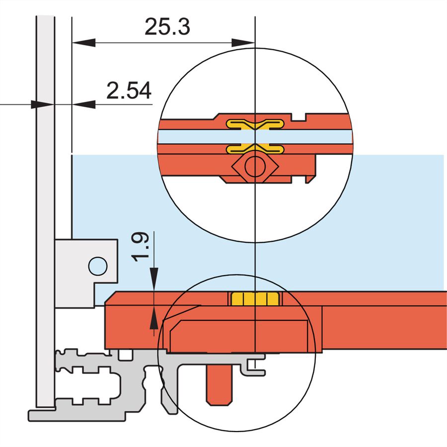 Clip ESD pour rail de guidage SCHROFF