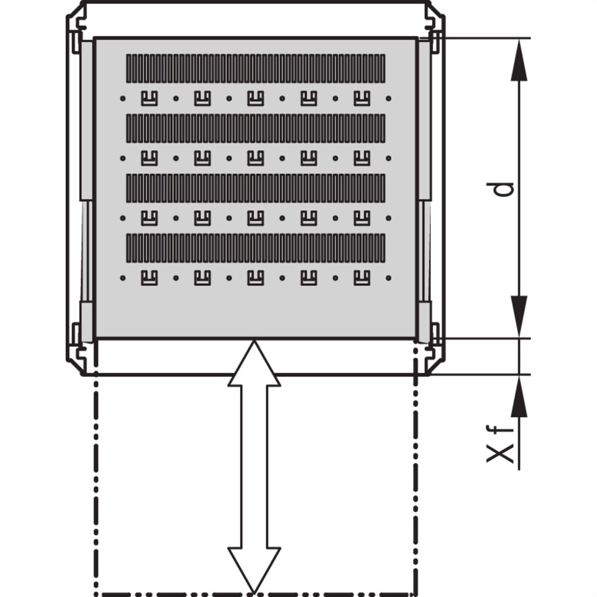 Étagère universelle télescopique SCHROFF pour Varistar, Novastar, Eurorack, 70 kg, RAL 7035, 800W 800D