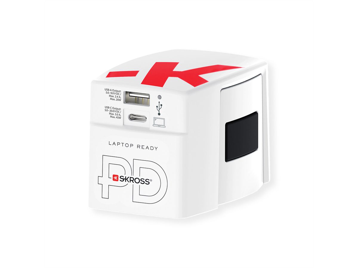 SKROSS Chargeur USB universel A/C 45PD avec câble USB-C, monde