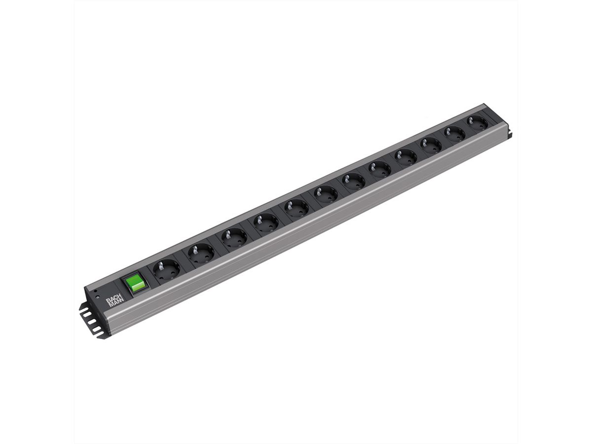 BACHMANN Multiprise 12x contact de protection, interrupteur, 2 m