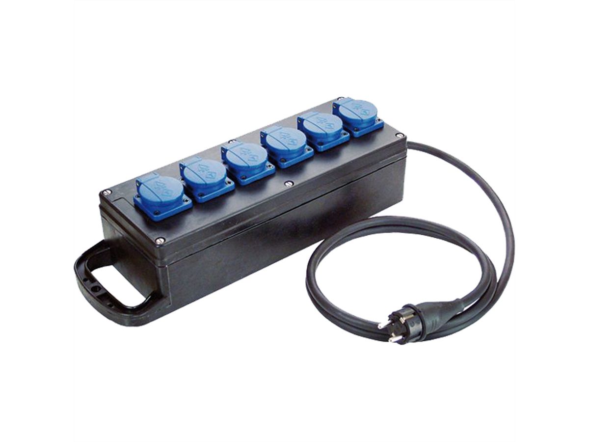 BACHMANN Verteilersteckdose 6xCEE7/3 Strom 2,0m CEE7/7, IP44