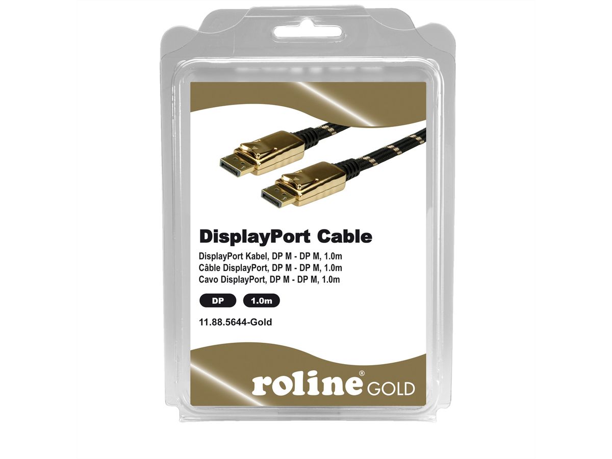 ROLINE GOLD Câble DisplayPort DP M - DP M, Retail Blister, 1 m