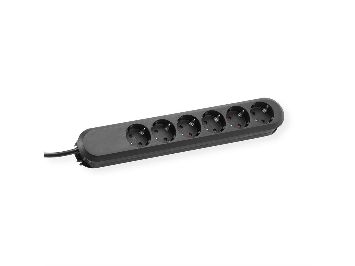 BACHMANN SMART Multiprise 6x contact de protection, noir, 1,5 m