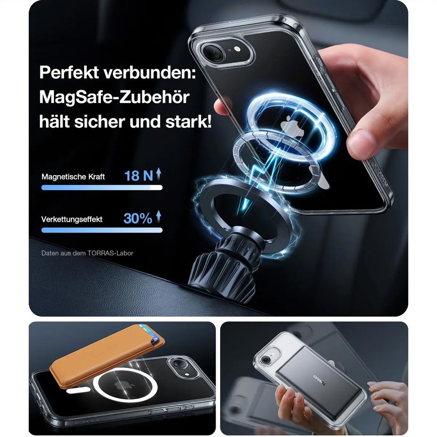 Torras Guardian Case, iPhone 16e, MagSafe, transparent