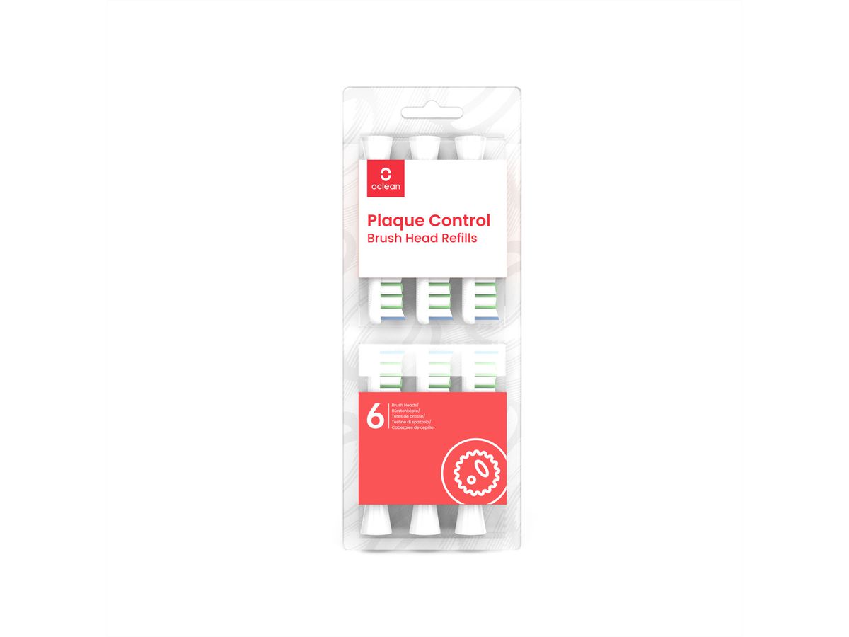 OcleanTête de rechange Plaque Control, Pack de 6, blanc