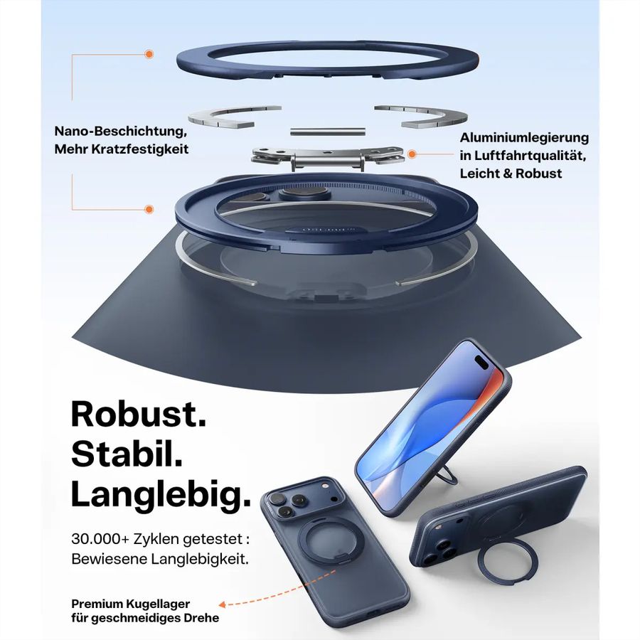 Torras Ostand R Fitness Schutzhülle, iPhone 17 Pro, MagSafe, blau