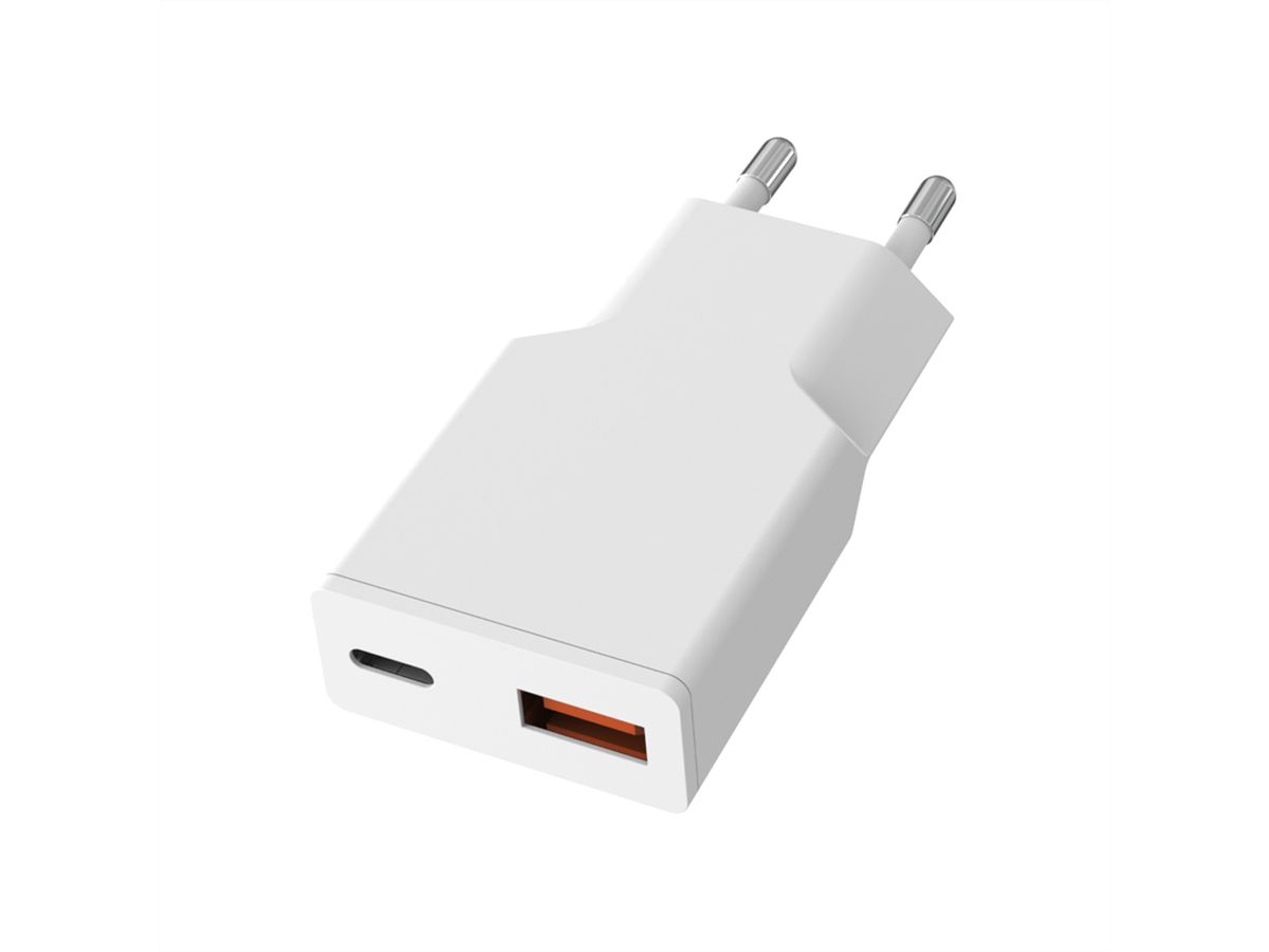 VALUE USB Charger mit Euro-Stecker, 2 Ports Typ A+C, 30W