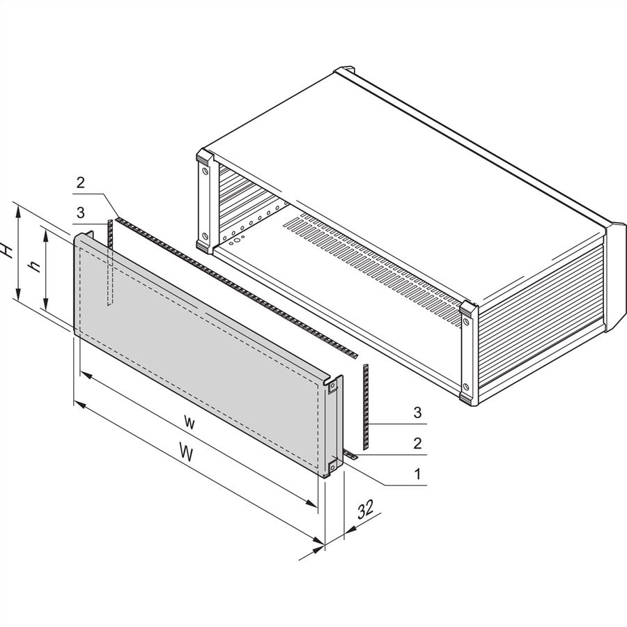 SCHROFF PropacPRO EMC Rear Panel, Full Width, 3 U, 28 HP