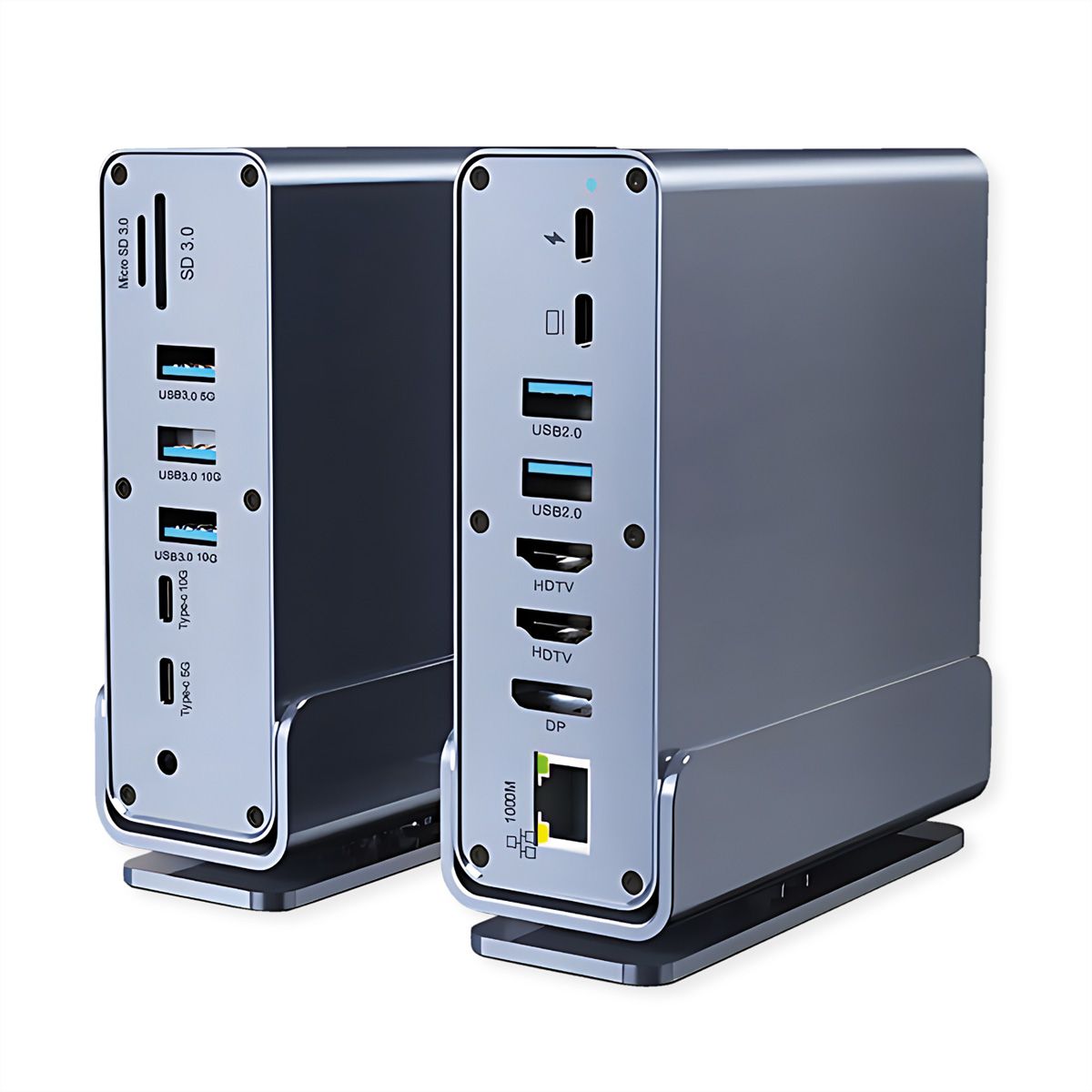 VALUE Station d'accueil USB type C 16 en 1, HDMI/DP 4K60, Gigabit Ethernet, USB-A, USB-C, PD, SD/microSD, Audio