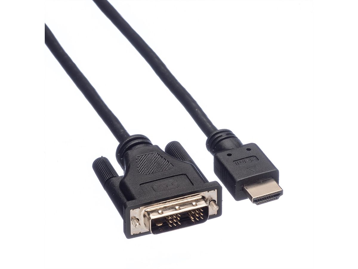 ROLINE Kabel DVI (18+1) ST - HDMI ST, schwarz, 3 m