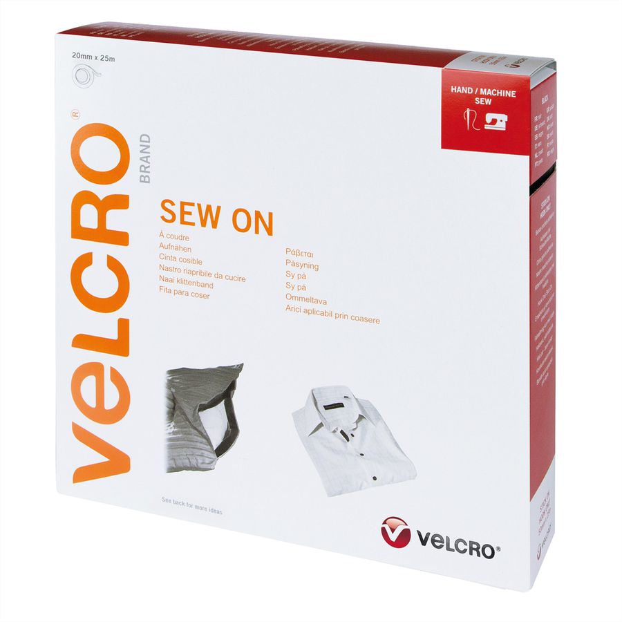 VELCRO® Klettband zum Aufnähen, Haken & Flausch 20mm x 25m Schwarz