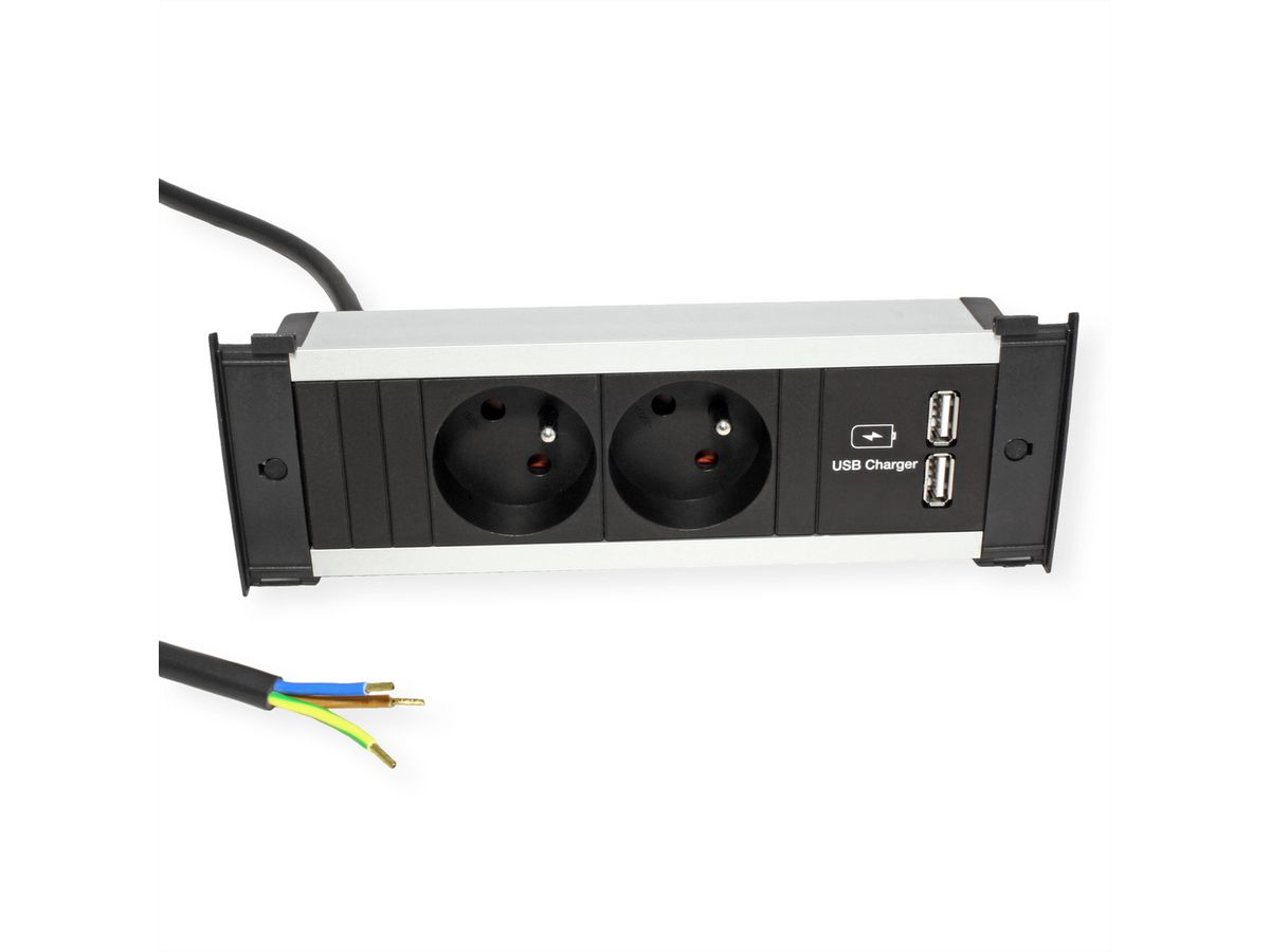 BACHMANN KAPSA S 2xUTE 1xUSB Charger Strom 2,0m CEE7/7