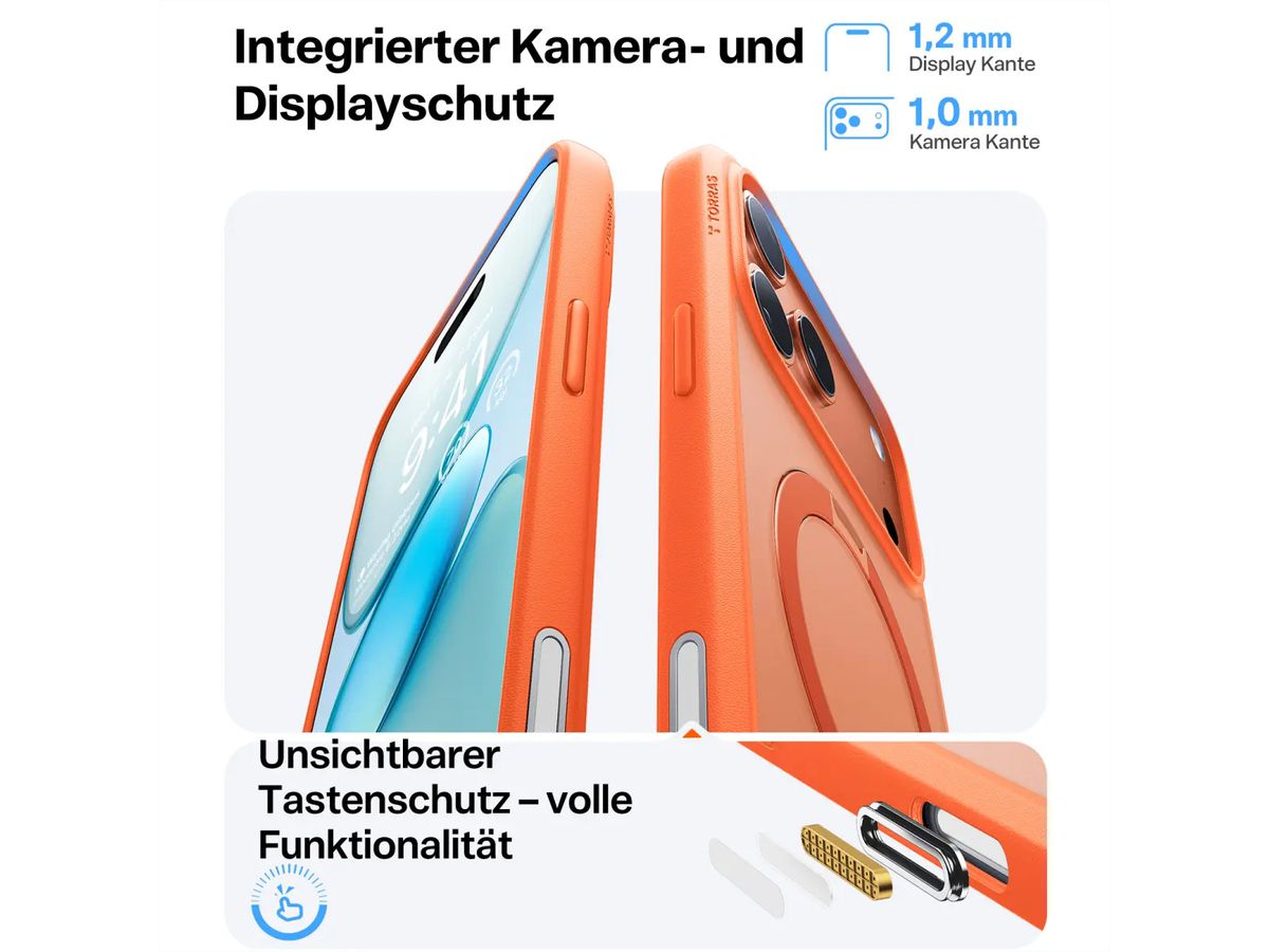 Torras Ostand 360° Schutzhülle, iPhone 17 Pro, MagSafe, orange
