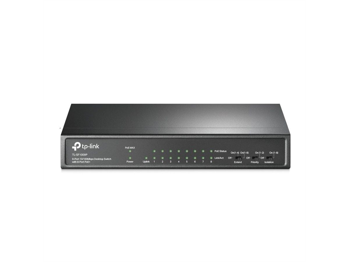 TP-Link TL-SF1009P PoE Switch , 8x 10/100 Mbps PoE+ Ports, Non-PoE Port