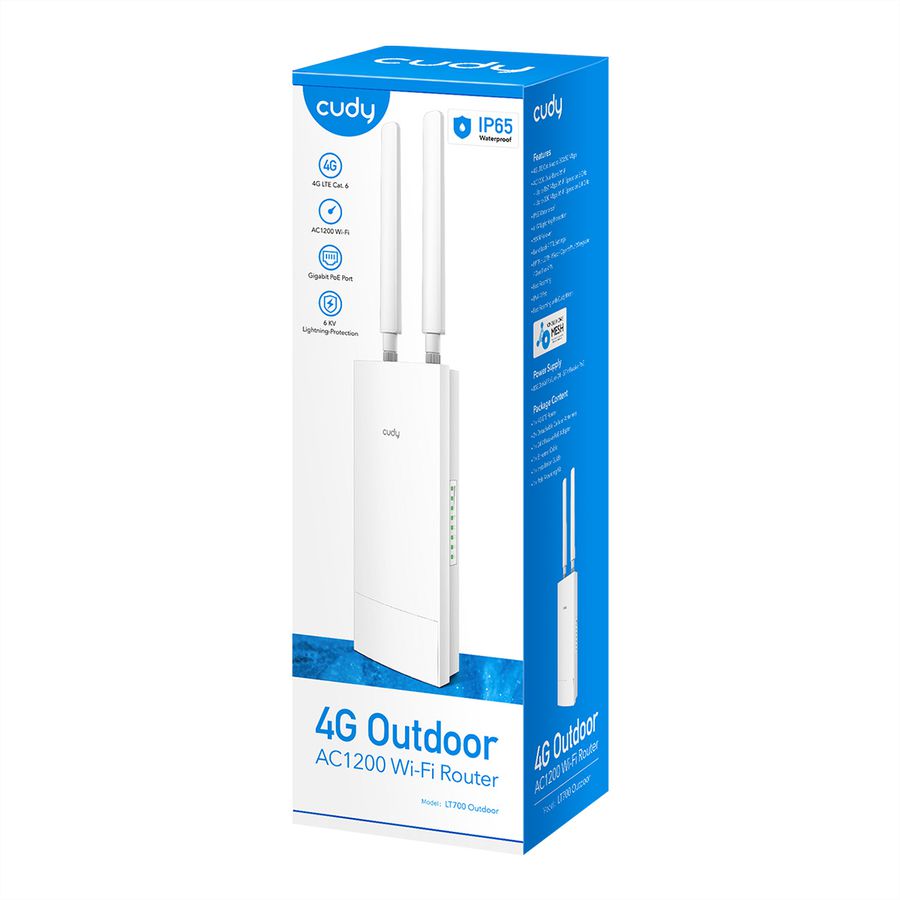 CUDY LT700 Routeur Gigabit 4G LTE Cat6 AC1200 Wi-Fi Outdoor