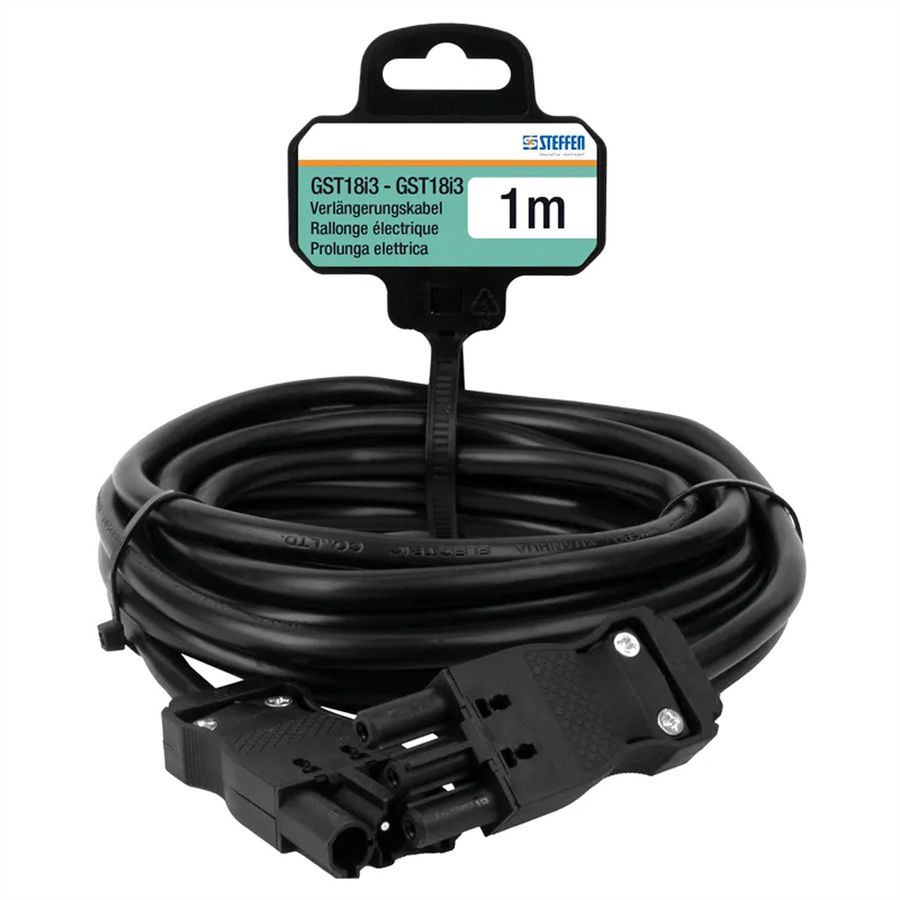 Steffen Verlängerungskabel Td, GST18i3-GST18i3, 1m schwarz
