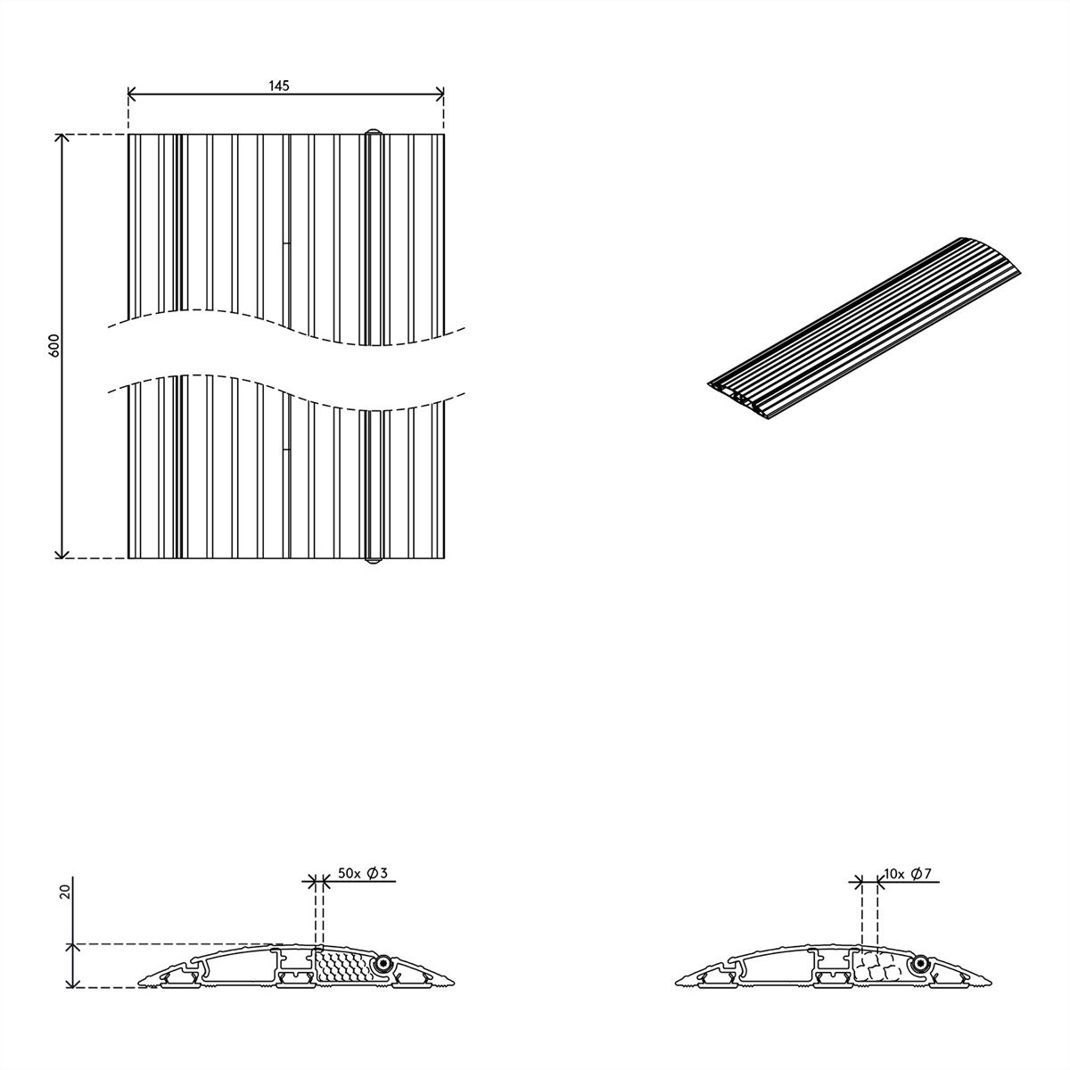 DATAFLEX Addit Kabelschutz, gerade 402, silberfarben, 60 cm
