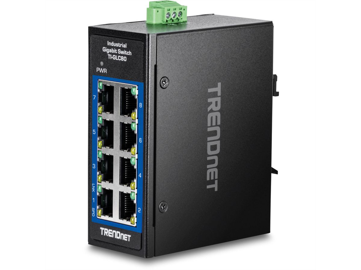 TRENDnet TI-GLC80 8-Port Gigabit Industrial DIN-Rail Mini