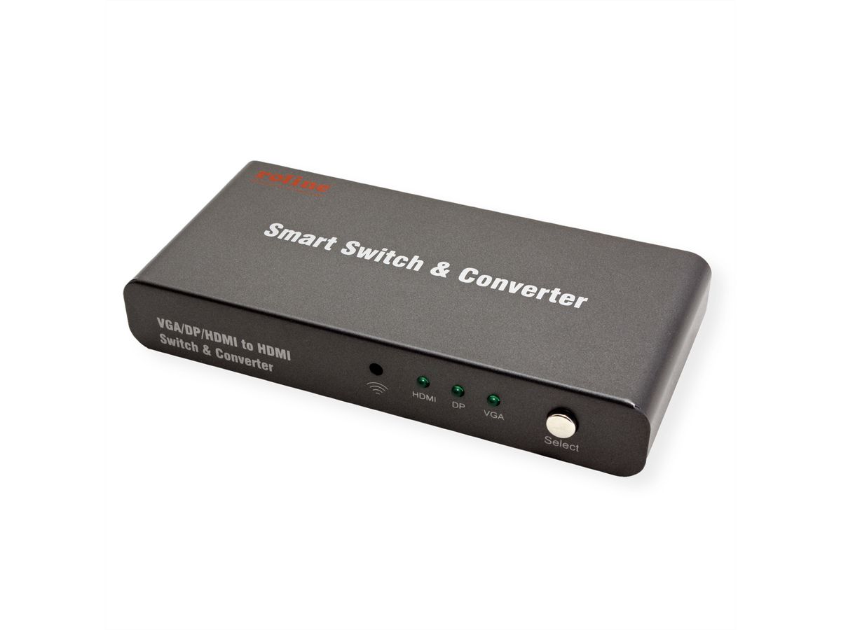 ROLINE Switch convertisseur HDMI/VGA/DP vers HDMI