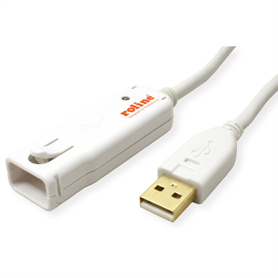 ROLINE Rallonge USB 2.0 blanche pour 12.04.1085, 12 m