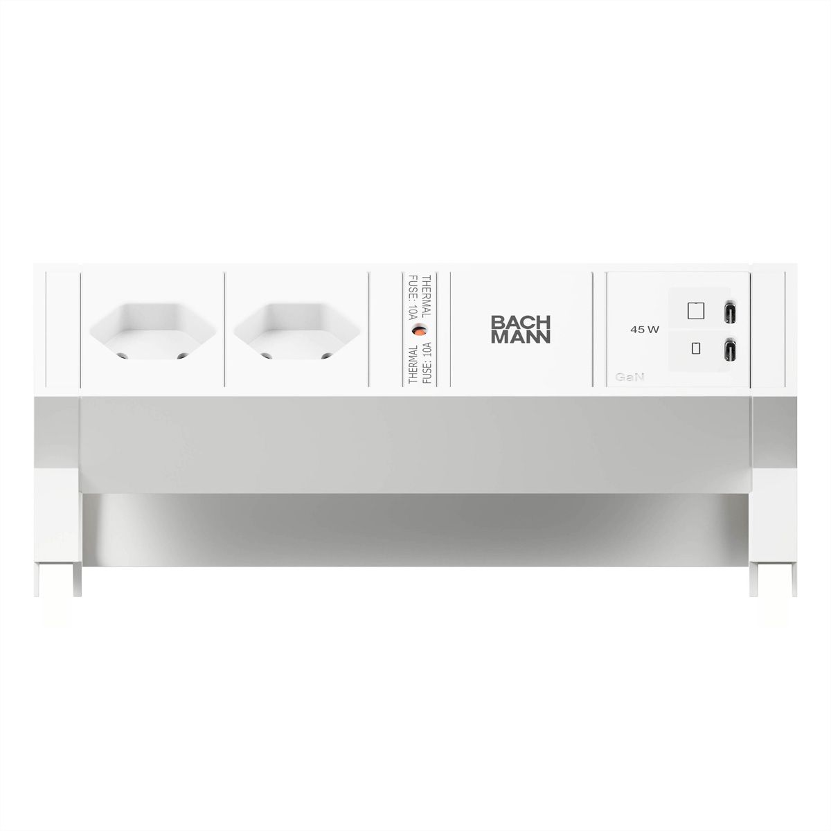 BACHMANN DESK2 white 2xCH 90°, 1xUSB C/C 45W L=0,2m RAL9010