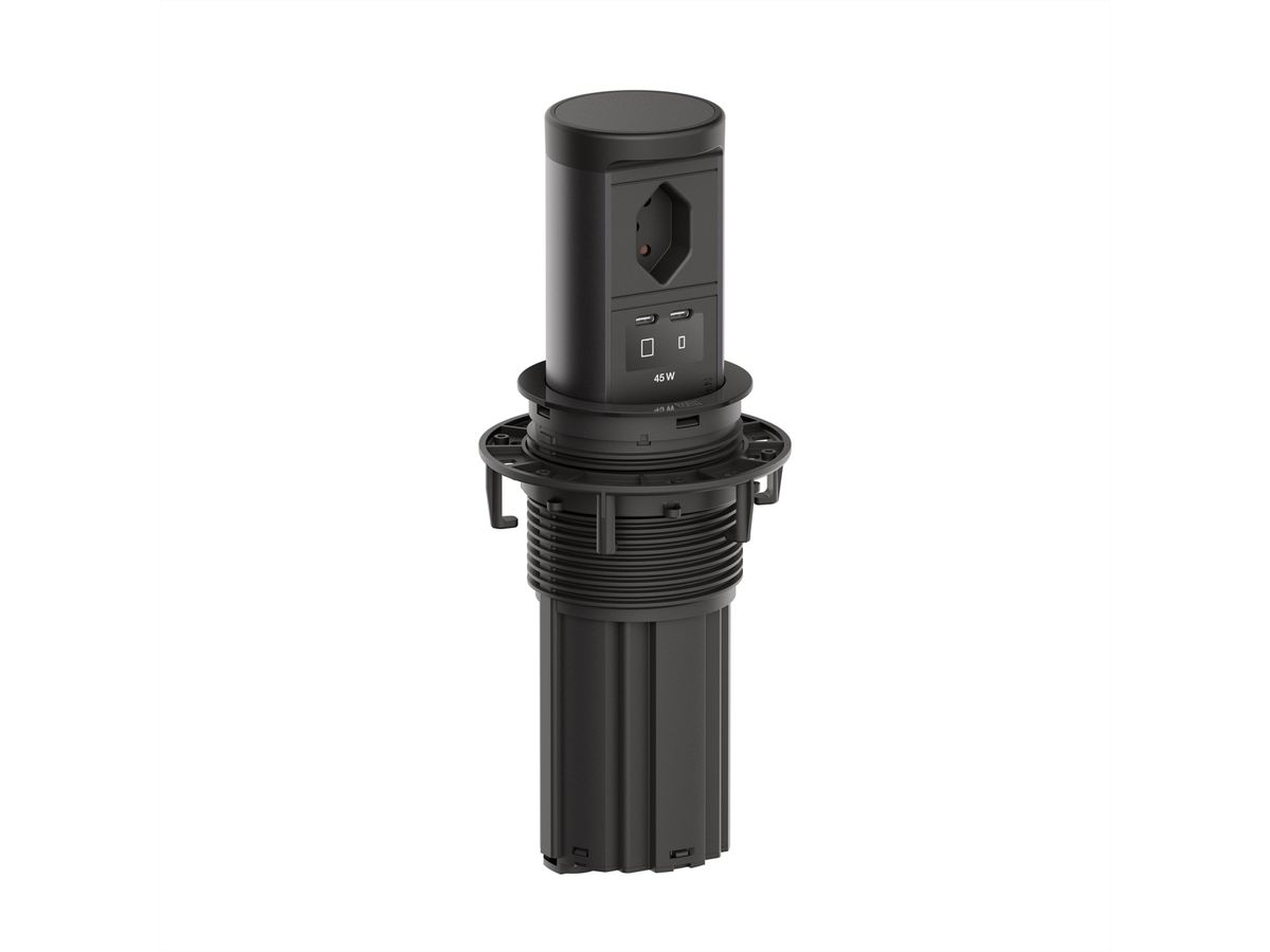 BACHMANN ELEVATOR2 1xCH T13, 1xUSB C/C 45W RAL9005 L=2,0m AEH