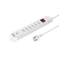 Steffen Steckdosenleiste Variabl 6fach, 1x USB-C, mit schalter, weiss, 1.5m