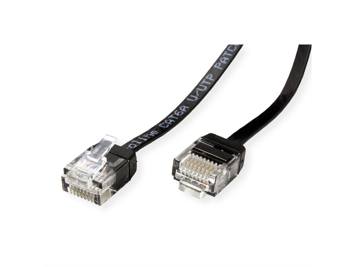 ROLINE UTP Patchkabel Cat.6A (Class EA), extra-flach, schwarz, 2 m