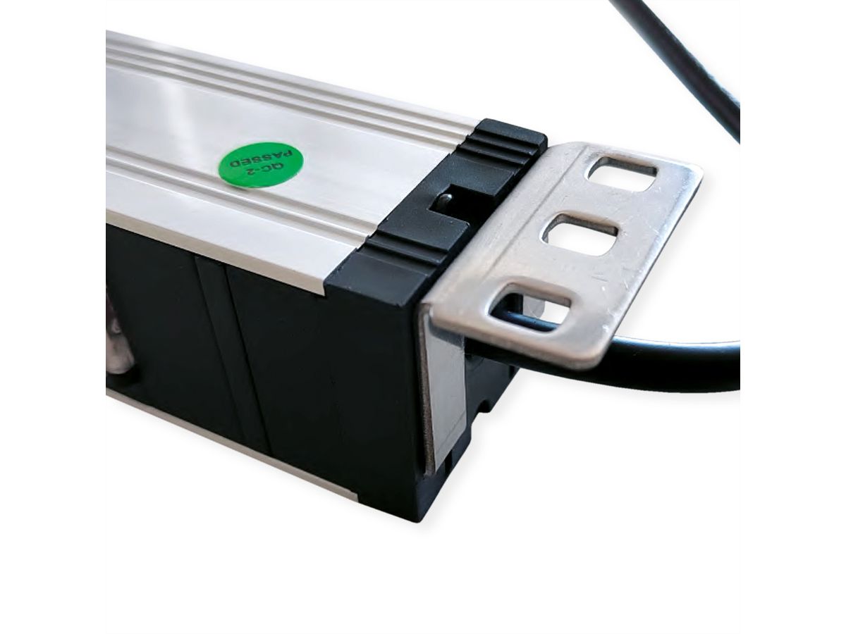 VALUE 19-Zoll-Steckdosenleiste 7fach mit Überlastschutz, 1 HE, Schutzkontakt-Stecker, 1,8 m