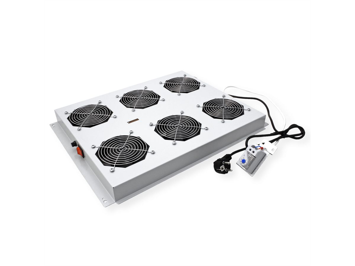 ROLINE 19-Zoll Dachlüftereinheit 6 Lüfter, Thermostat für Serverschrank grau