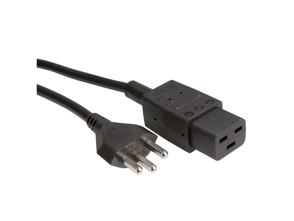 Netzkabel Stecker T23-Buchse C19, schwarz, 2,0m