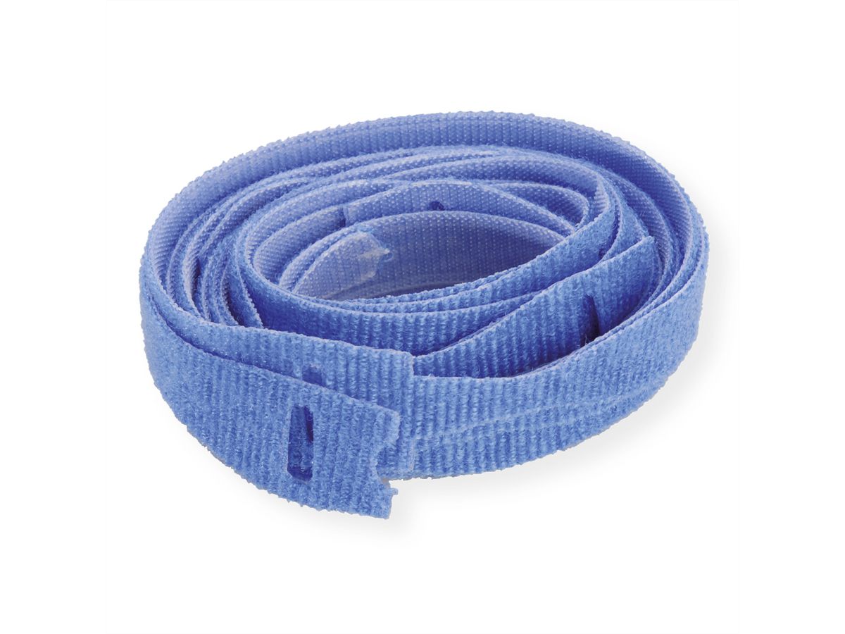 VELCRO® Bande avec languette, par 10, bleu, 20 cm