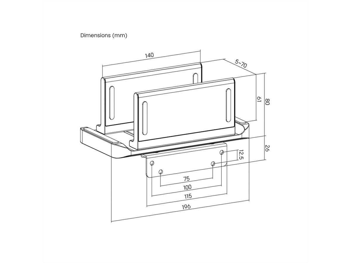 ROLINE Support CPU multifonctionnel, pour NUC / Mini PC / Thin Client