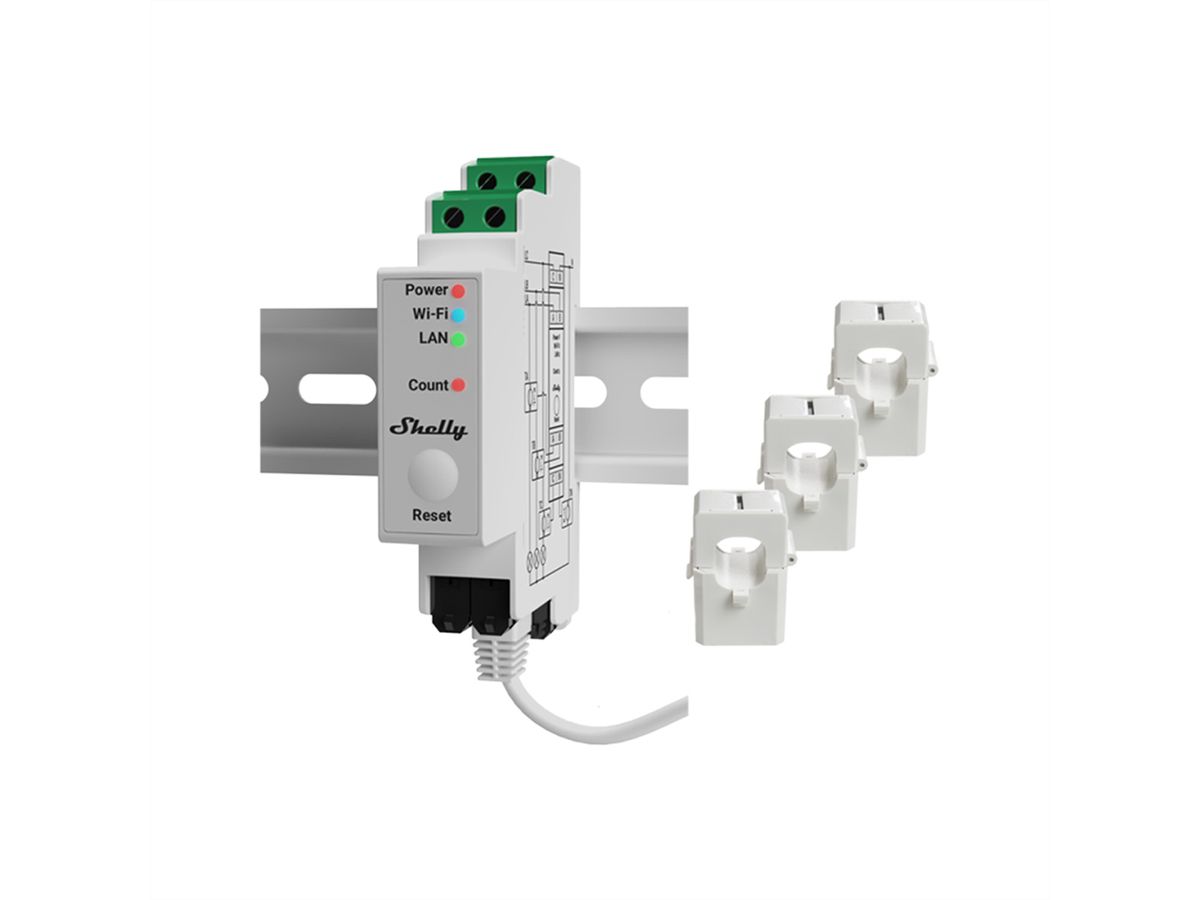 Shelly  Appareil de mesure d'énergie PRO 3EM 120 A