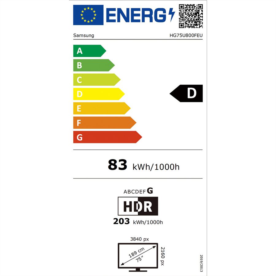 Samsung Hotel TV HG75U800, 75", schwarz