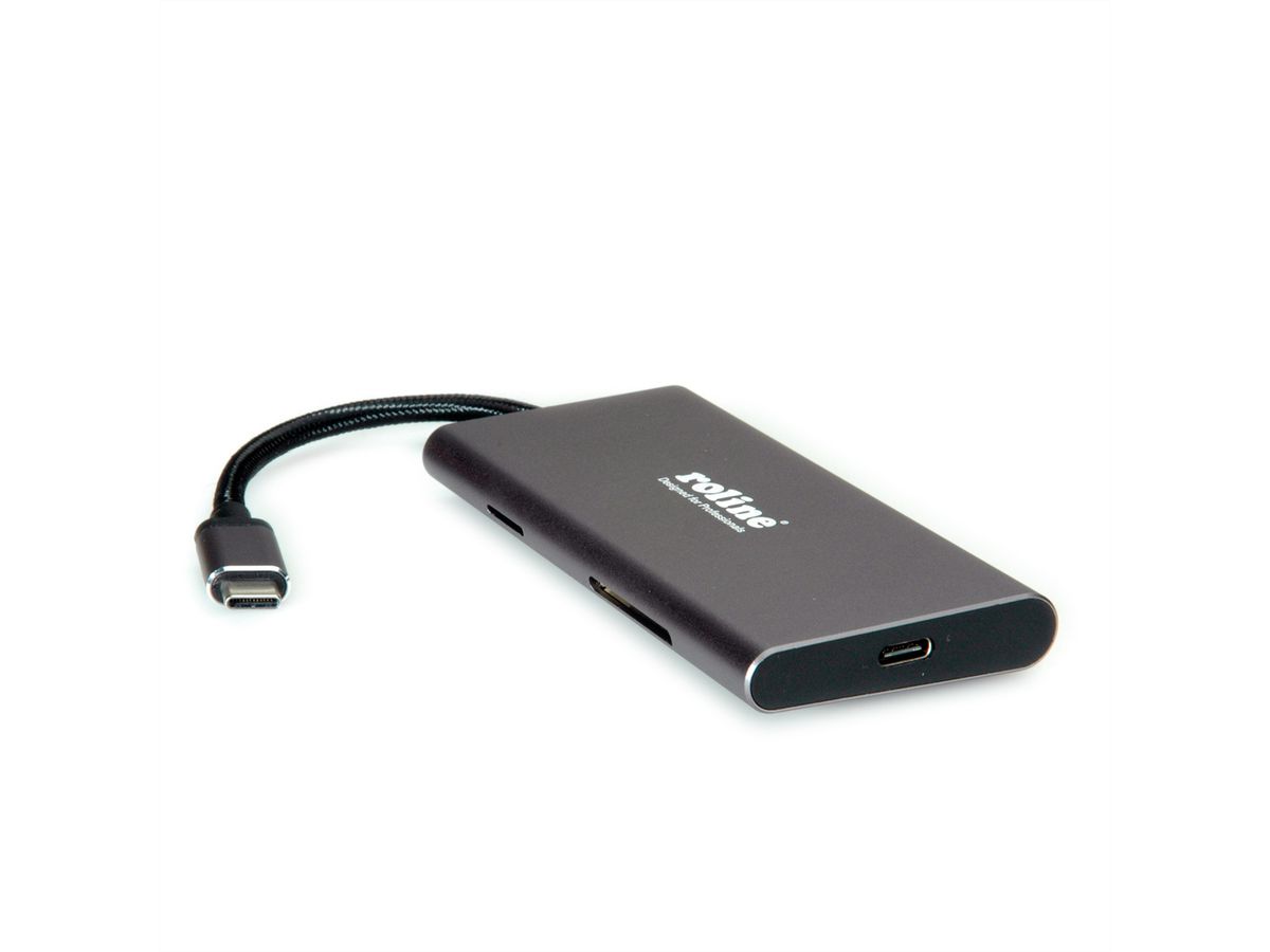 ROLINE USB Typ C Dockingstation, 4K HDMI, 3x USB, SD/MicroSD Kartenleser, PD