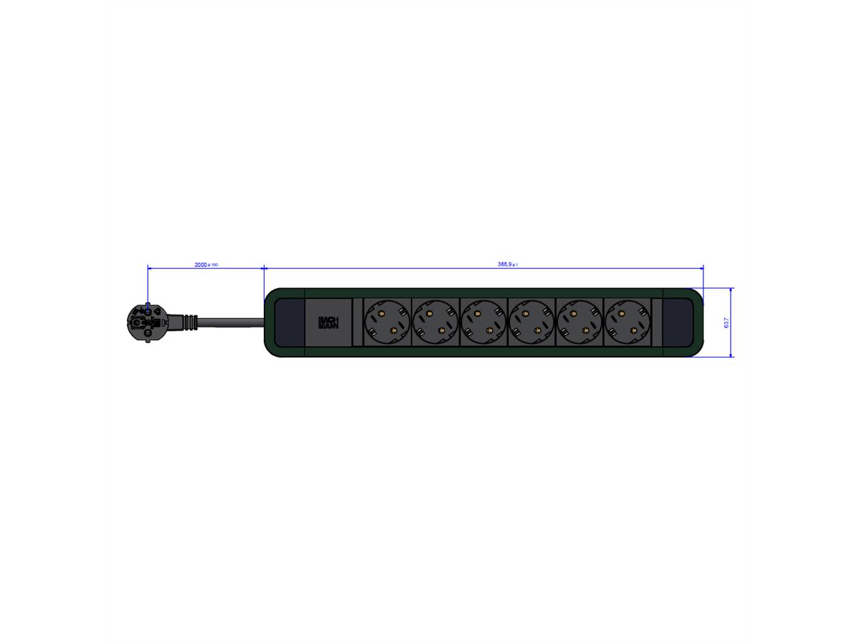 BACHMANN PRIMO 2 6xCEE7/3 2,0m CEE7/7 RAL5010