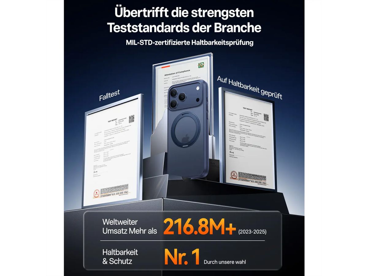 Torras Ostand 360° Schutzhülle, iPhone 17 Pro, MagSafe, schwarz