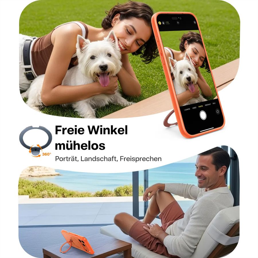 Torras UPRO Ostand Spin Case, iPhone 17 Pro Max, MagSafe, orange