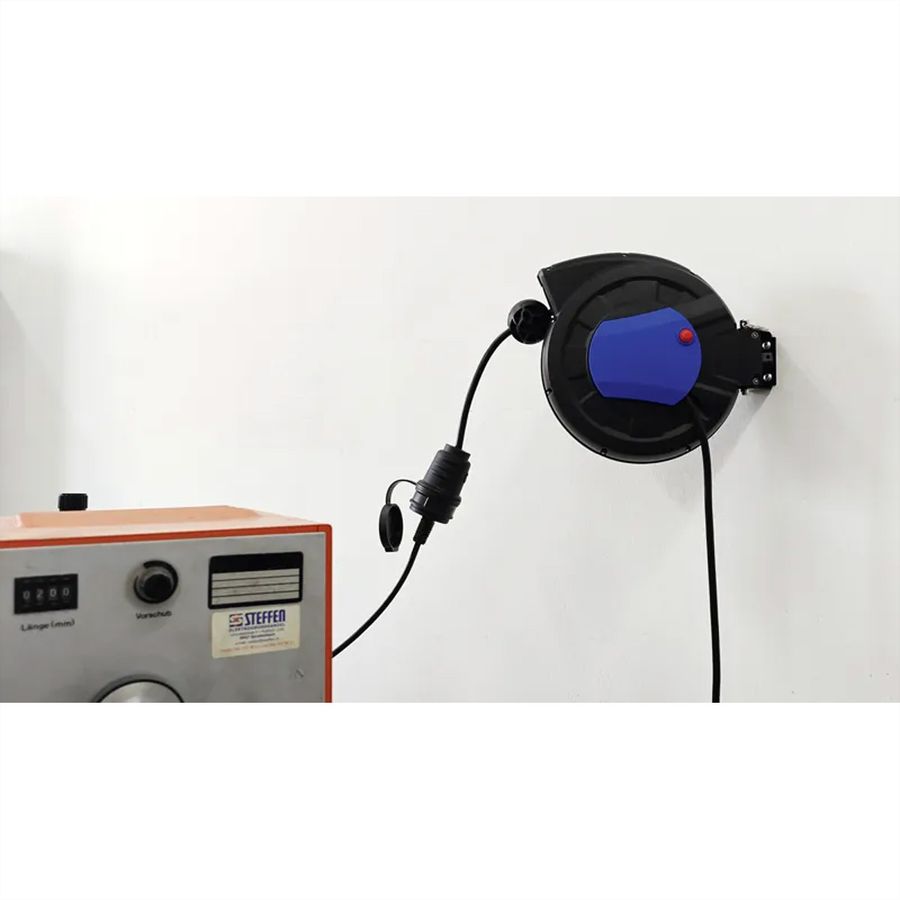 Steffen Kunststoff Kabelrückzugrolle 5m, 3x1.5mm2, 1xT13 mit Stecker T12 1m