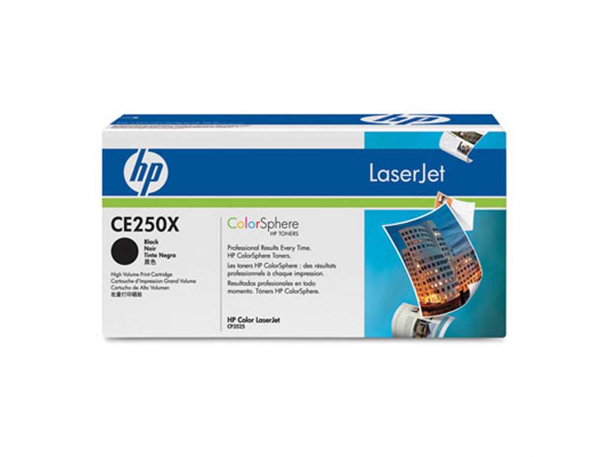 CE250X, HP Color LaserJet Druckkassette schwarz, ca. 10.500 Seiten für HP LaserJet CM3530 / CP3525 Color