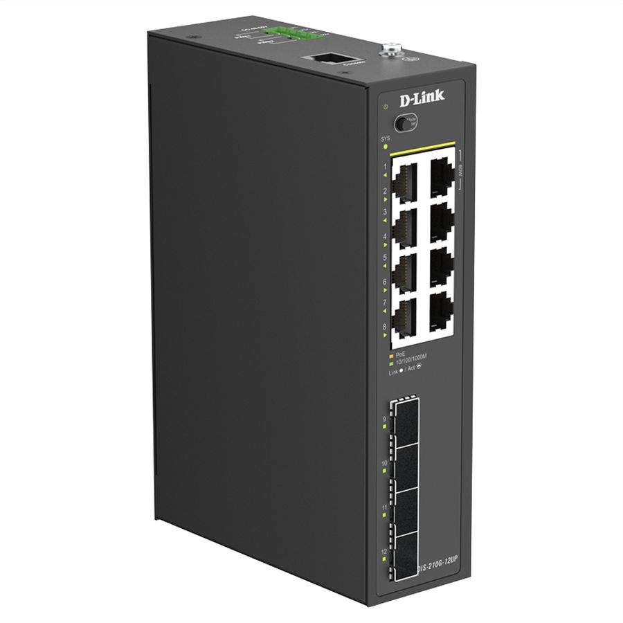D-Link DIS-210G-12UP Switch 12 ports, Smart Managed Gigabit PoE industriel