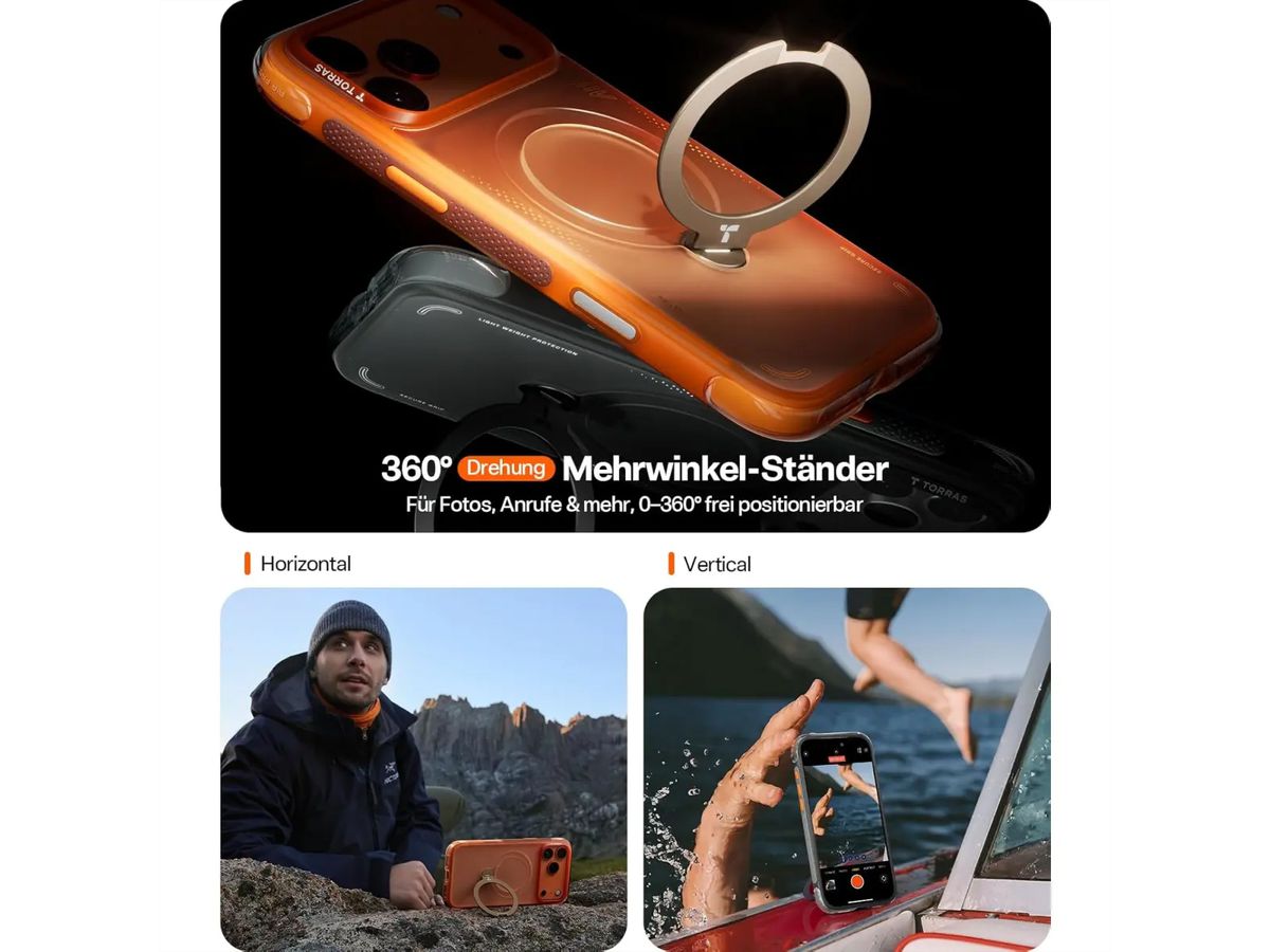 Torras Ostand Q3 Air Schutzhülle, iPhone 17 Pro, MagSafe, schwarz