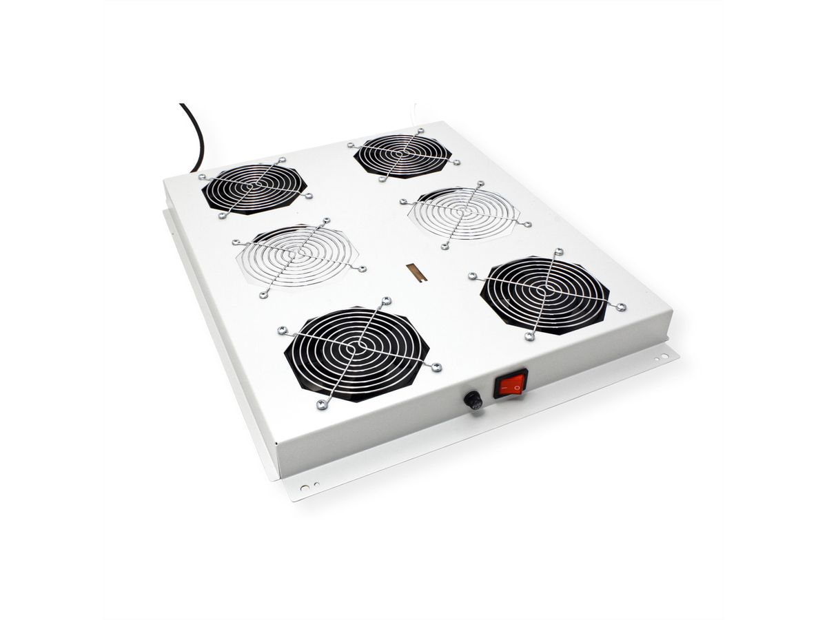 ROLINE 19-Zoll Dachlüftereinheit 4 Lüfter, Thermostat für Serverschrank grau