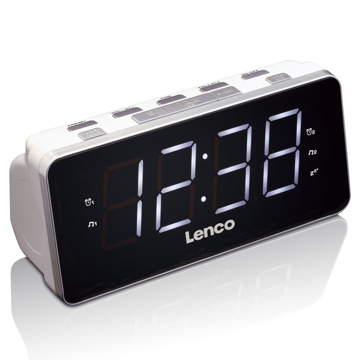 Lenco Radio-réveil CR-018 White, Blanc