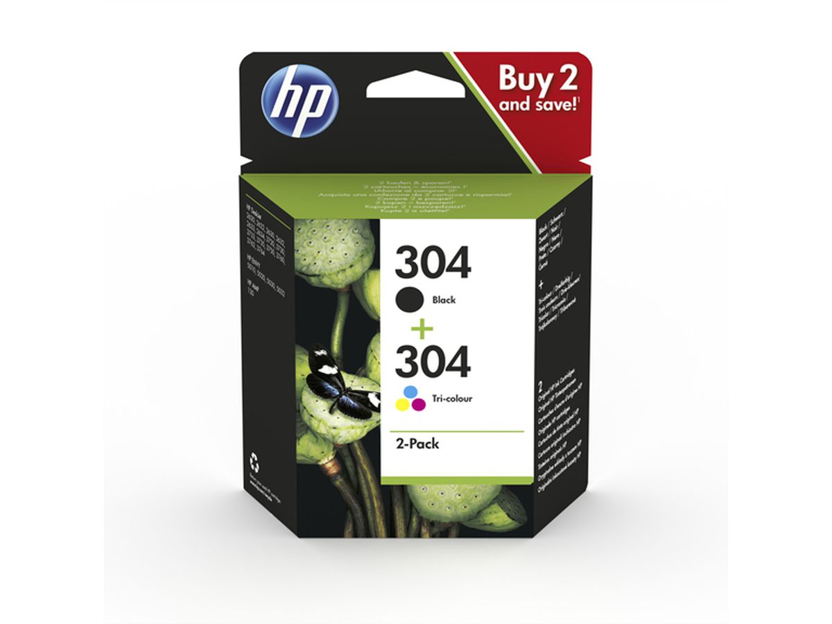 HP 3JB05AE, Nr. 304/304, Combopack (noir, couleur) pour HP-DeskJet 3720 / 3730/ 3752