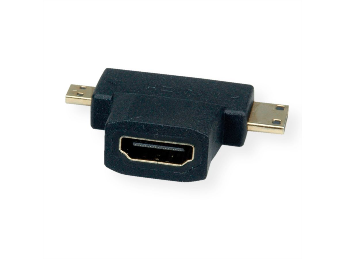VALUE Adaptateur T-HDMI, HDMI  - HDMI Mini + HDMI Micro