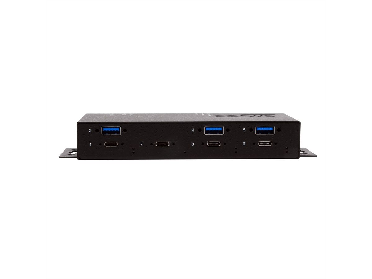 EXSYS EX-1237HMVS Hub USB 3.2 Gen2 à 7 ports, avec 4 x USB-C et 3 x USB-A