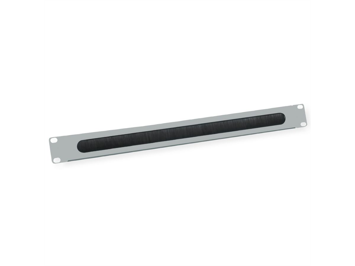 VALUE Passe-câbles 19" 1 UH avec brosse et décharge de traction, gris