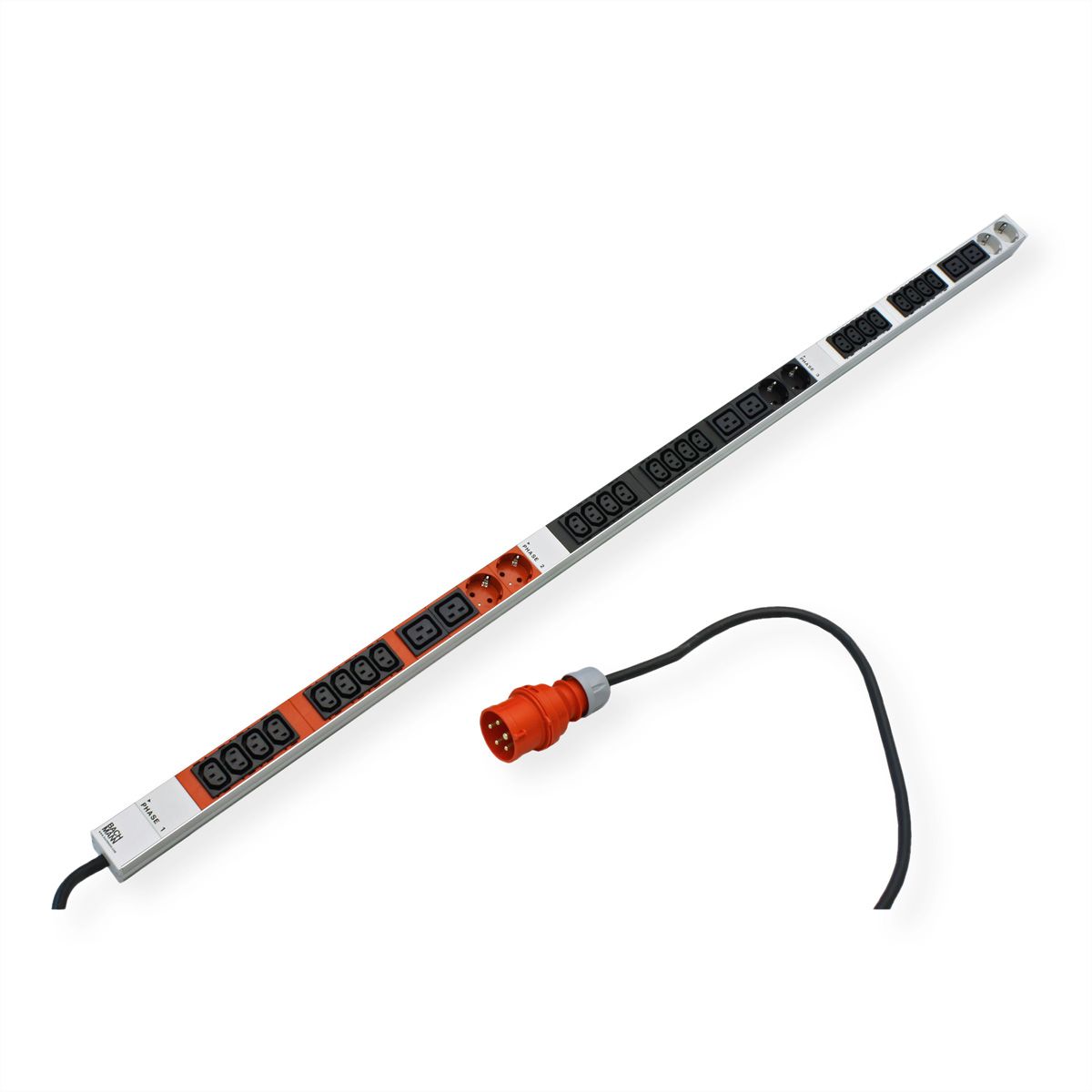 BACHMANN IT PDU ALU 1UH 24x C13 6x C19 2LS CEE 3x16A rouge